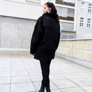 Usnjen podložen plašč Shearling - Image 4